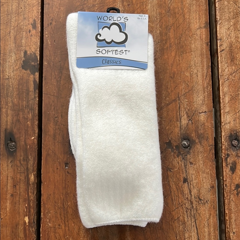 World’s Softest White Crew Socks - Size Medium (Women 5.5-9.5 or Men 5-8)